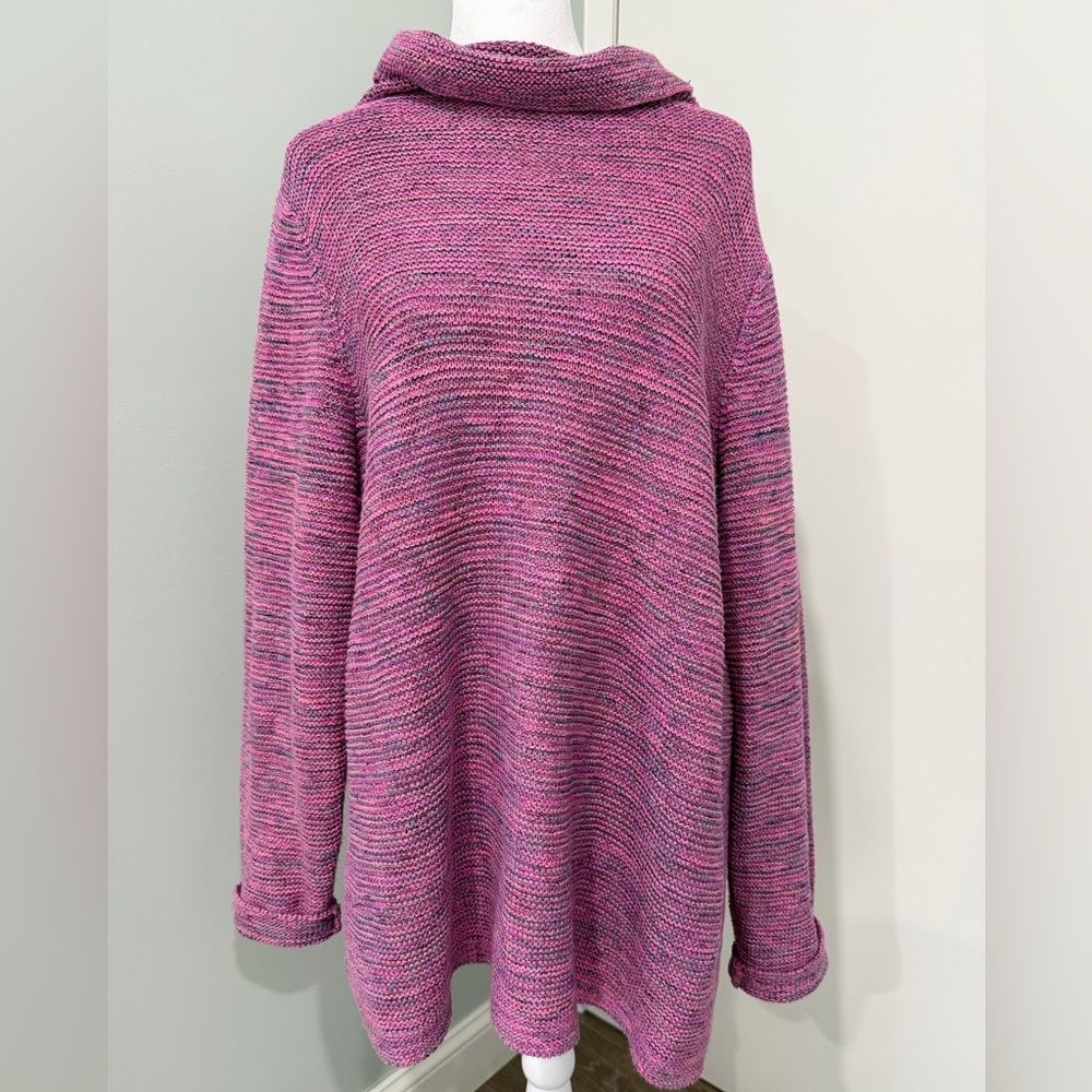 J Jill Sweater XL Womens Knit Cowl Neck Pullover Pink Purple Long Sleeve EUC